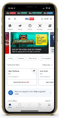 Sky Bet app home page