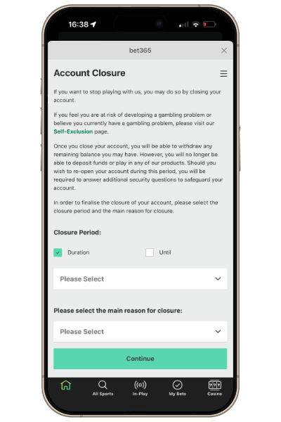 bet365 account closure