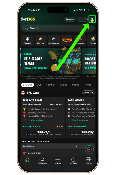 bet365 user settings