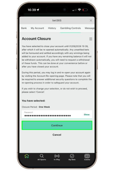 confirming account closure