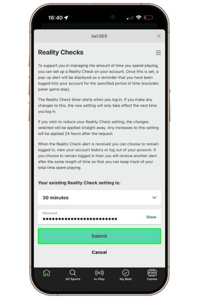changing reality check time