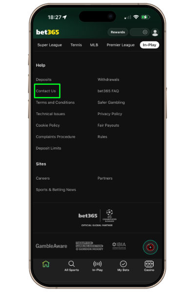 how to contact bet365