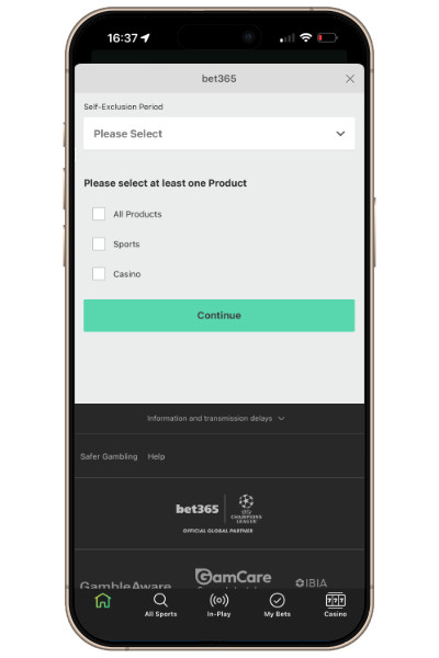 self exclusion with bet365