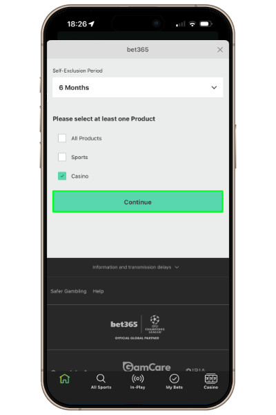 selecting self exclusion products