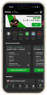 Betway app homepage