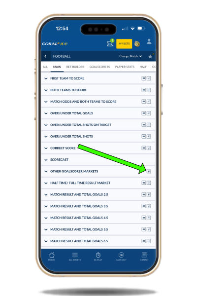 Coral cash out icon on markets