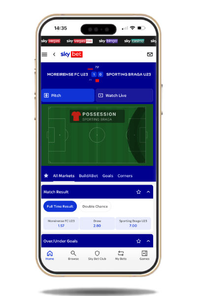 Sky Bet in-play football markets