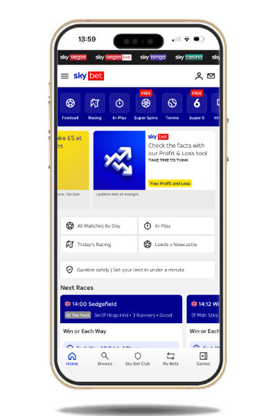 Sky Bet app home page