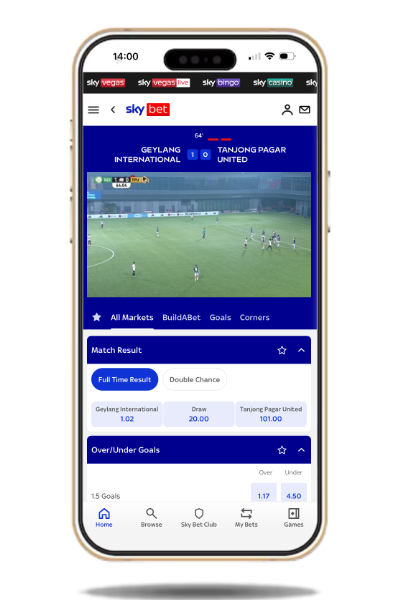 Sky Bet in-play football markets