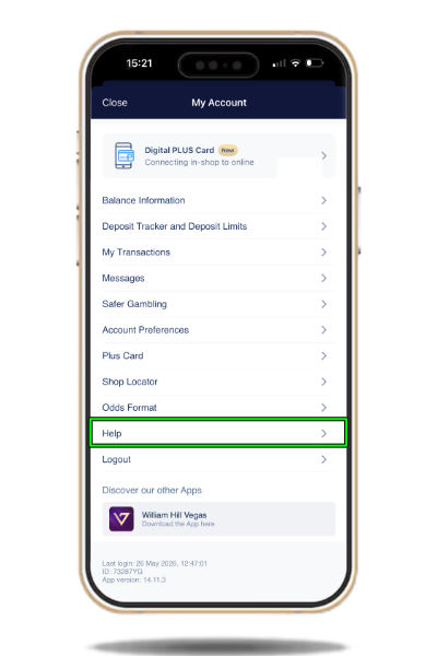 William Hill Support section