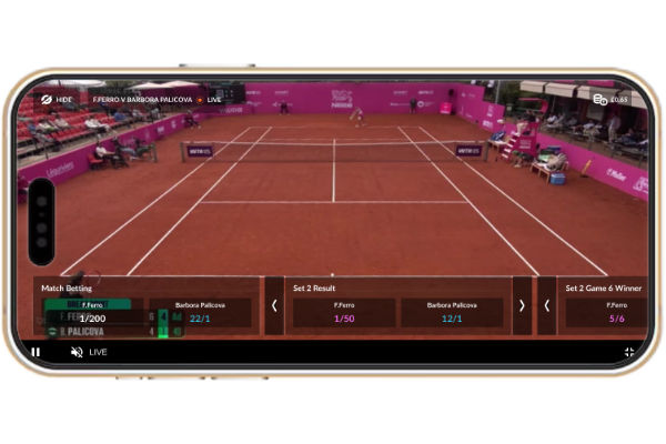 Full screen live stream with betting on Coral