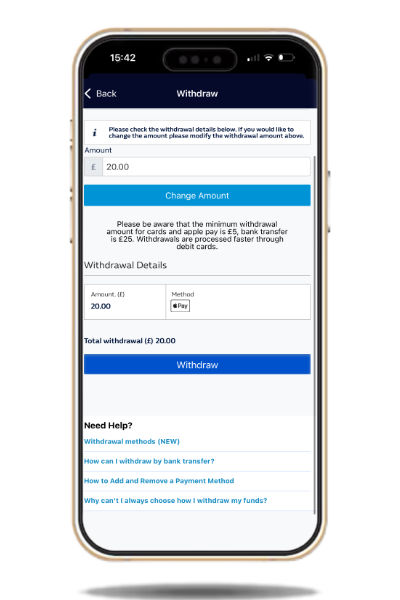 Confirming withdrawal request