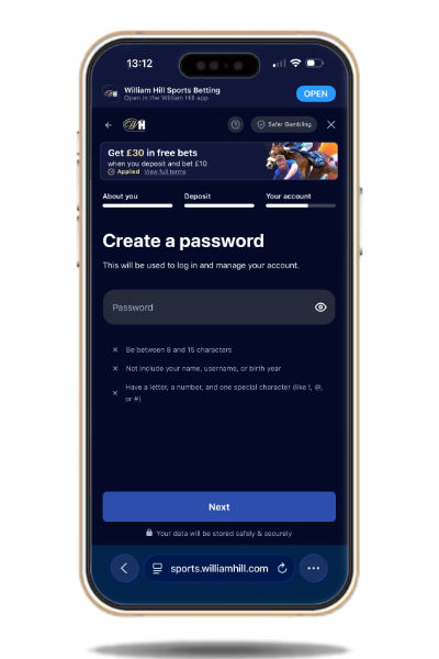 Setting a William Hill password
