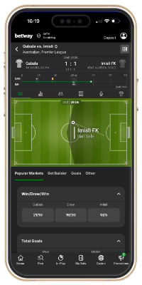 In-play football on the Betway app
