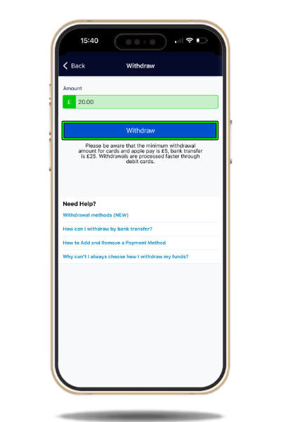 Requesting a withdrawal