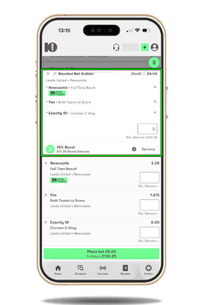 Live betting on the 10bet app