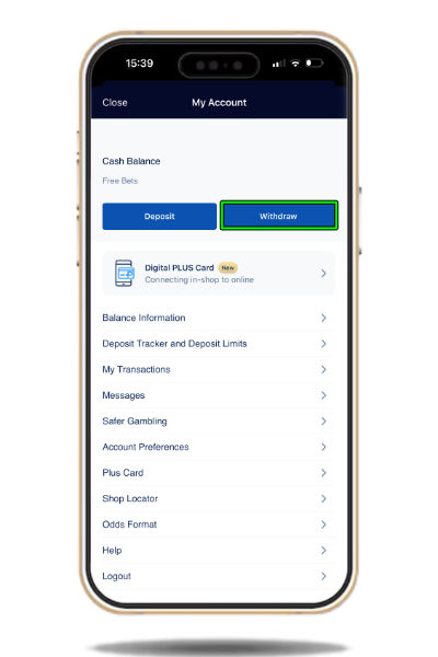 How to withdraw on the William Hill app