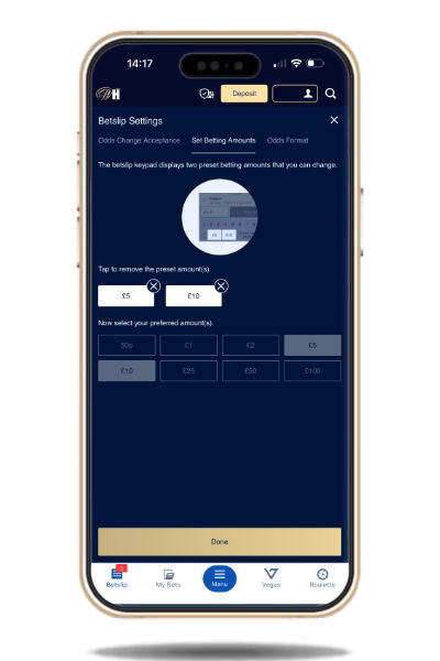 Bet slip settings