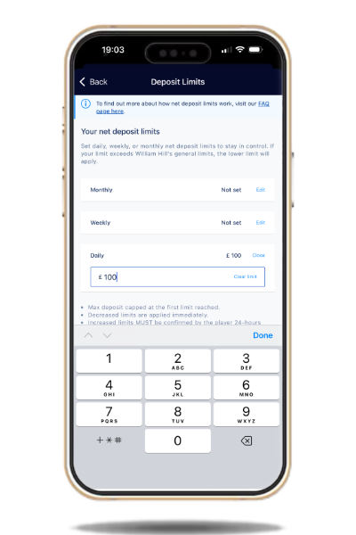 Setting a daily deposit limit
