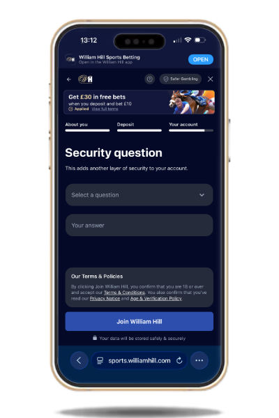 Setting a security question