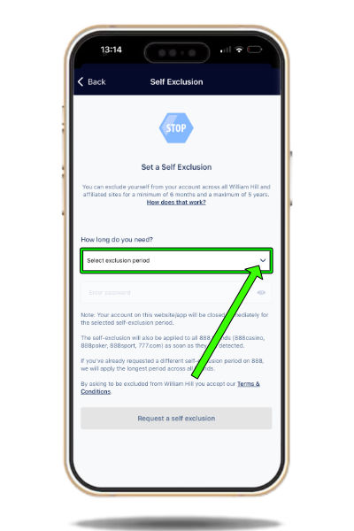 Selecting self exclusion time