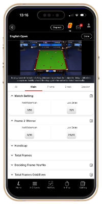 Snooker live stream on the Ladbrokes app