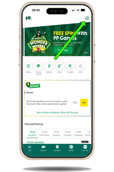 Paddy Power account settings