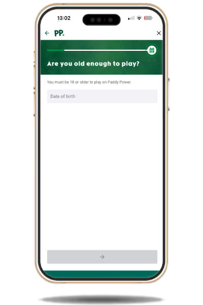 Paddy Power sign up form