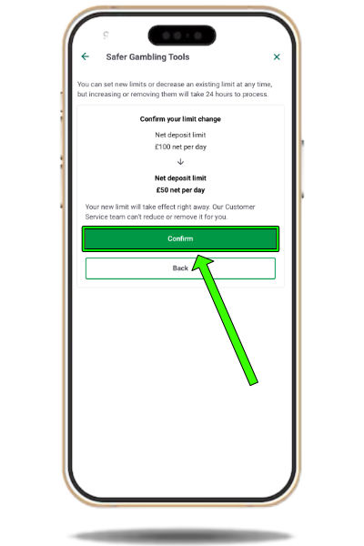Confirming a Paddy Power deposit limit