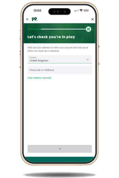 confirming address for a Paddy Power account