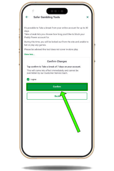Confirming a Paddy Power break
