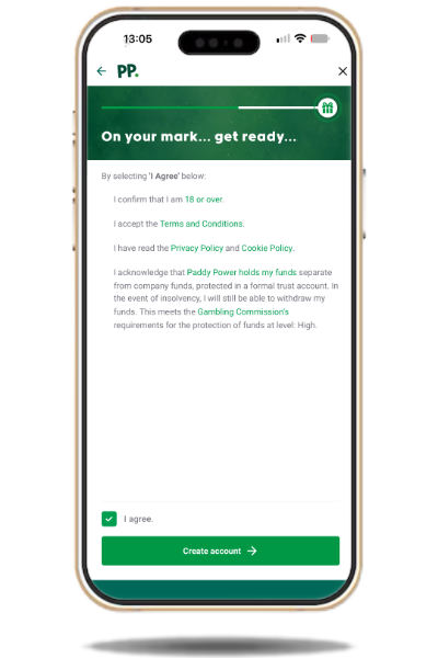 reating a new Paddy Power account