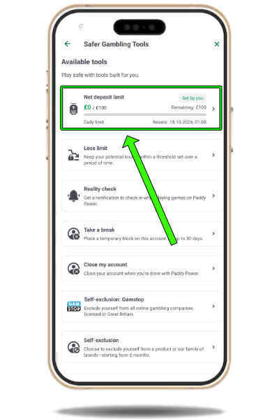 Paddy Power deposit controls