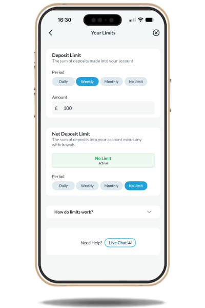 how to set deposit limits on the BetVictor app