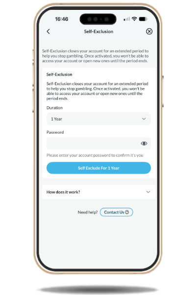 how to self exclude on the BetVictor app