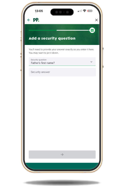 setting security question for a Paddy Power account